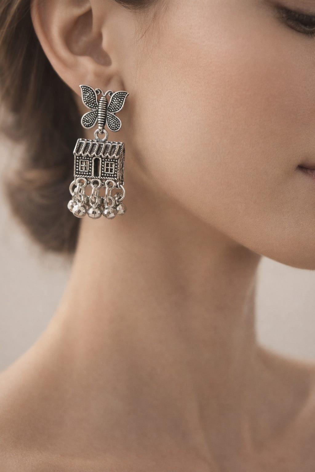 Butterfly and House Dangle Earrings