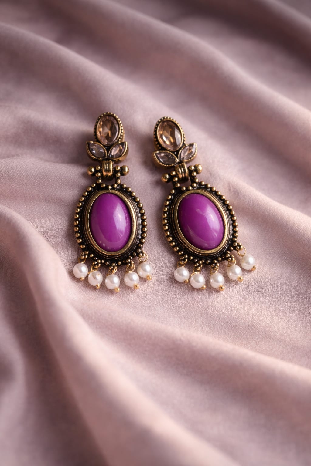 Vintage Purple Stone Earrings
