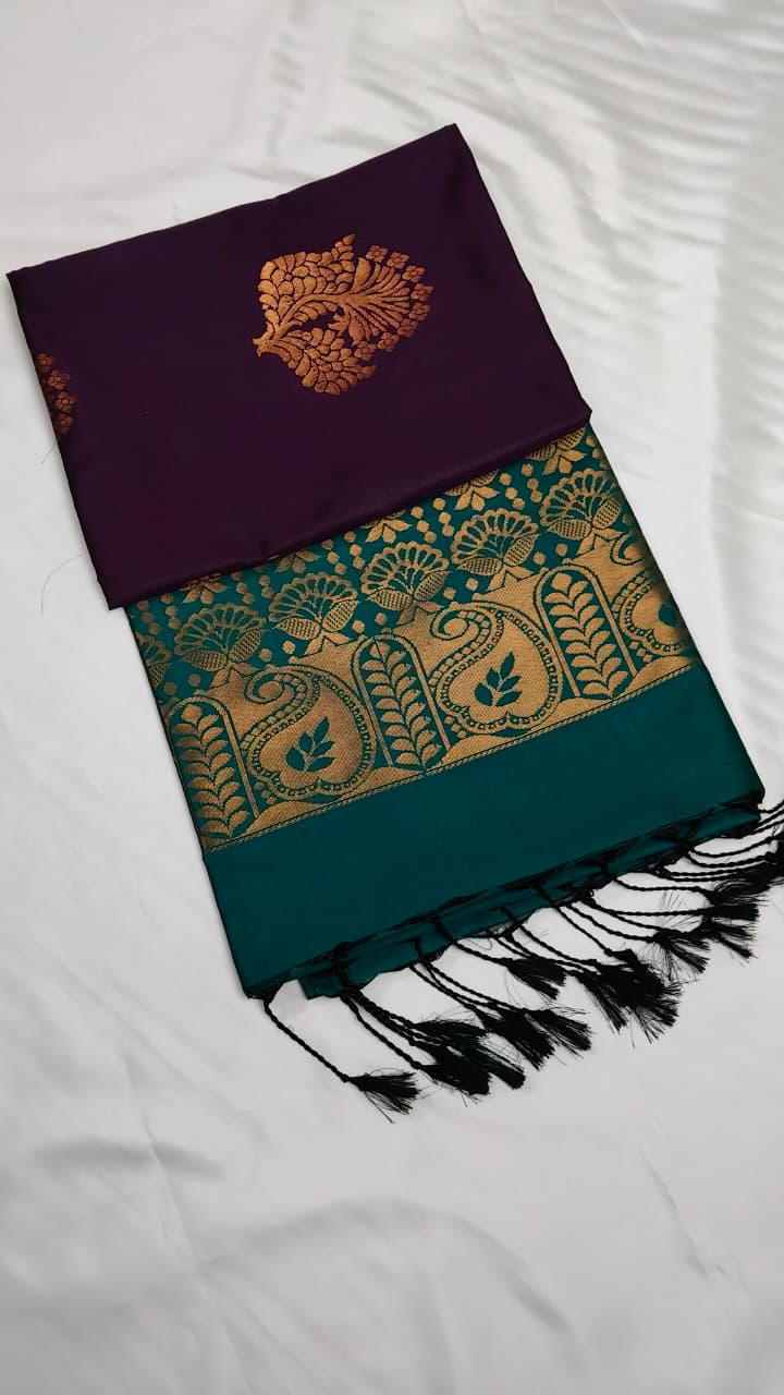 Elegant Purple Soft Silk Saree