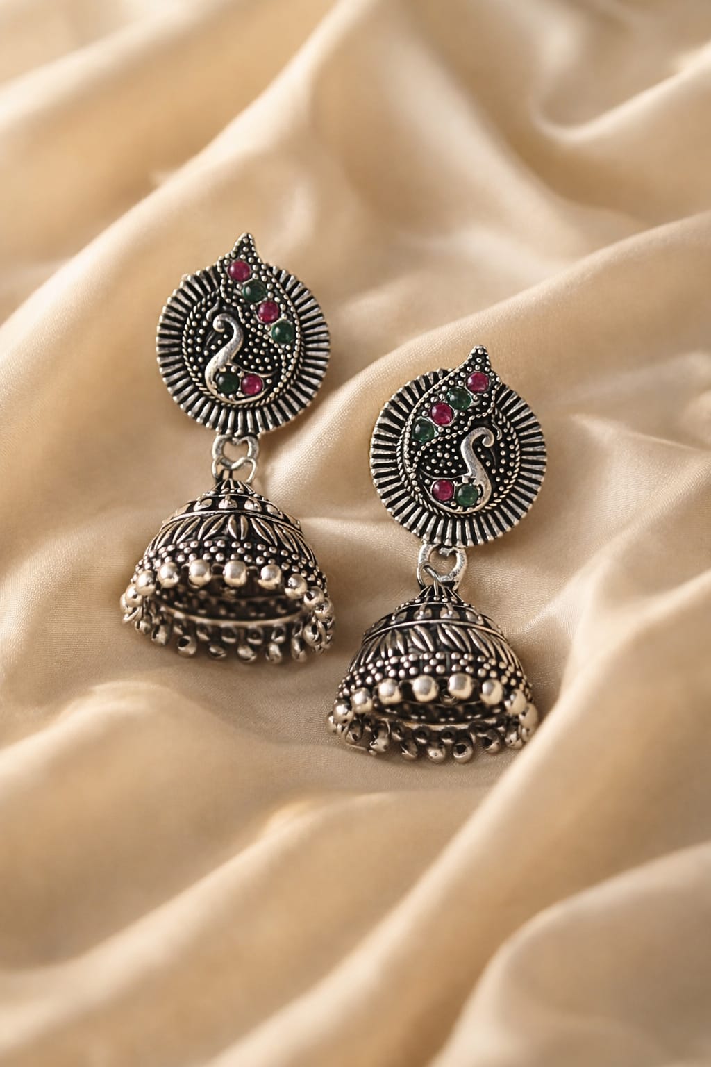 Antique Peacock Jhumka Earrings