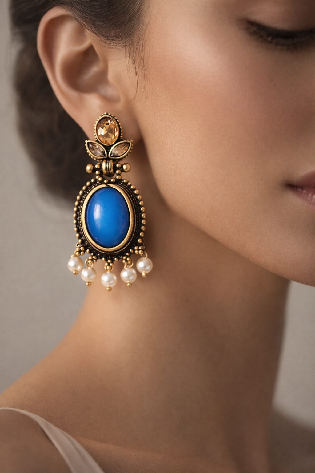 Vintage Blue Stone Dangle Earrings