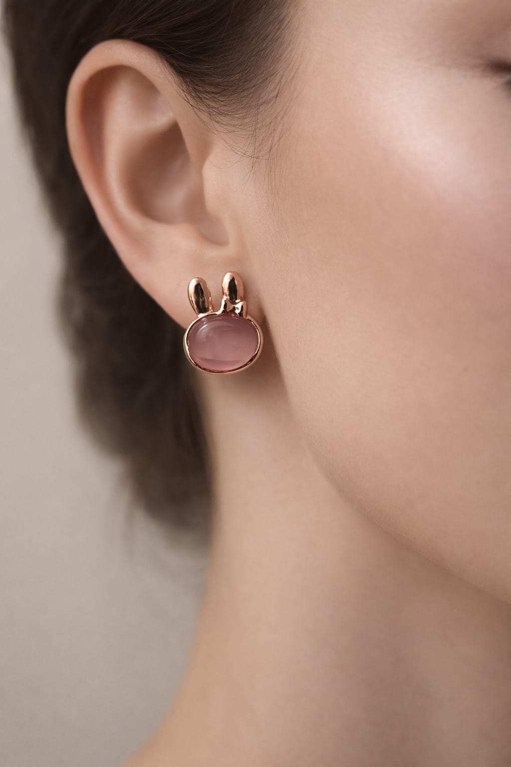 Elegant Rose Gold and Pink Stone Stud