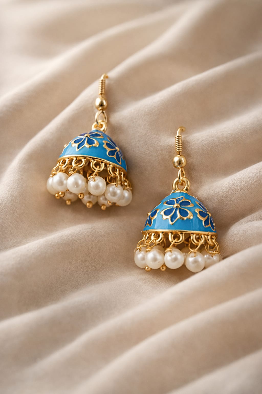 Traditional Blue Jhumka Earrings