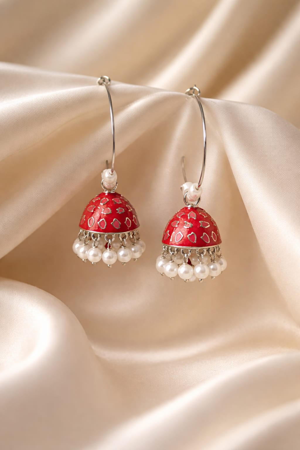 Red Enamel Jhumka Earring