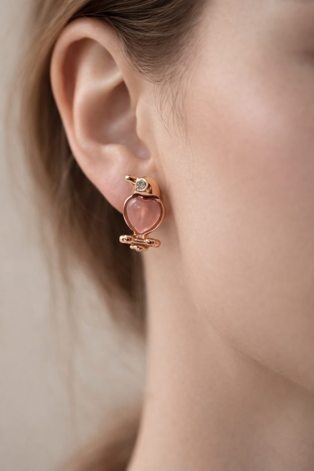 Rose Gold Heart-Shaped Earrings