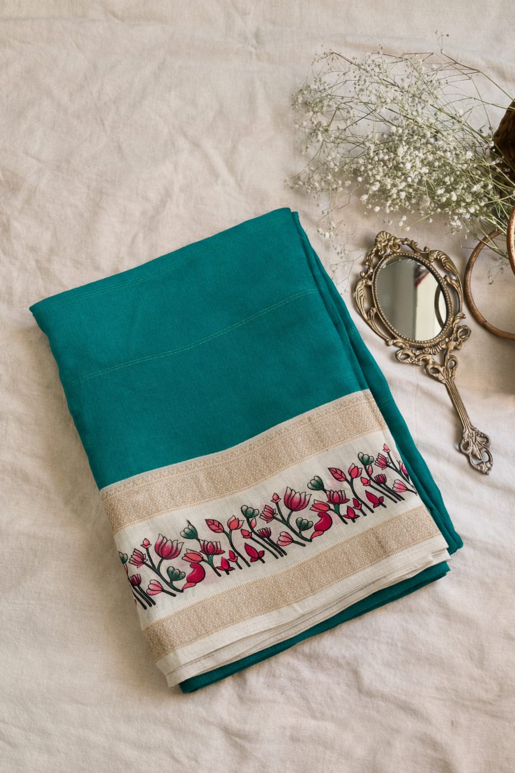 Soft Teal MARSH MELON sarees 