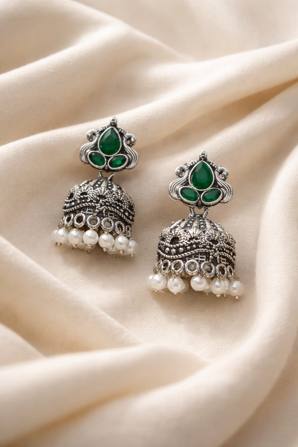 Antique Silver Jhumka Earrings