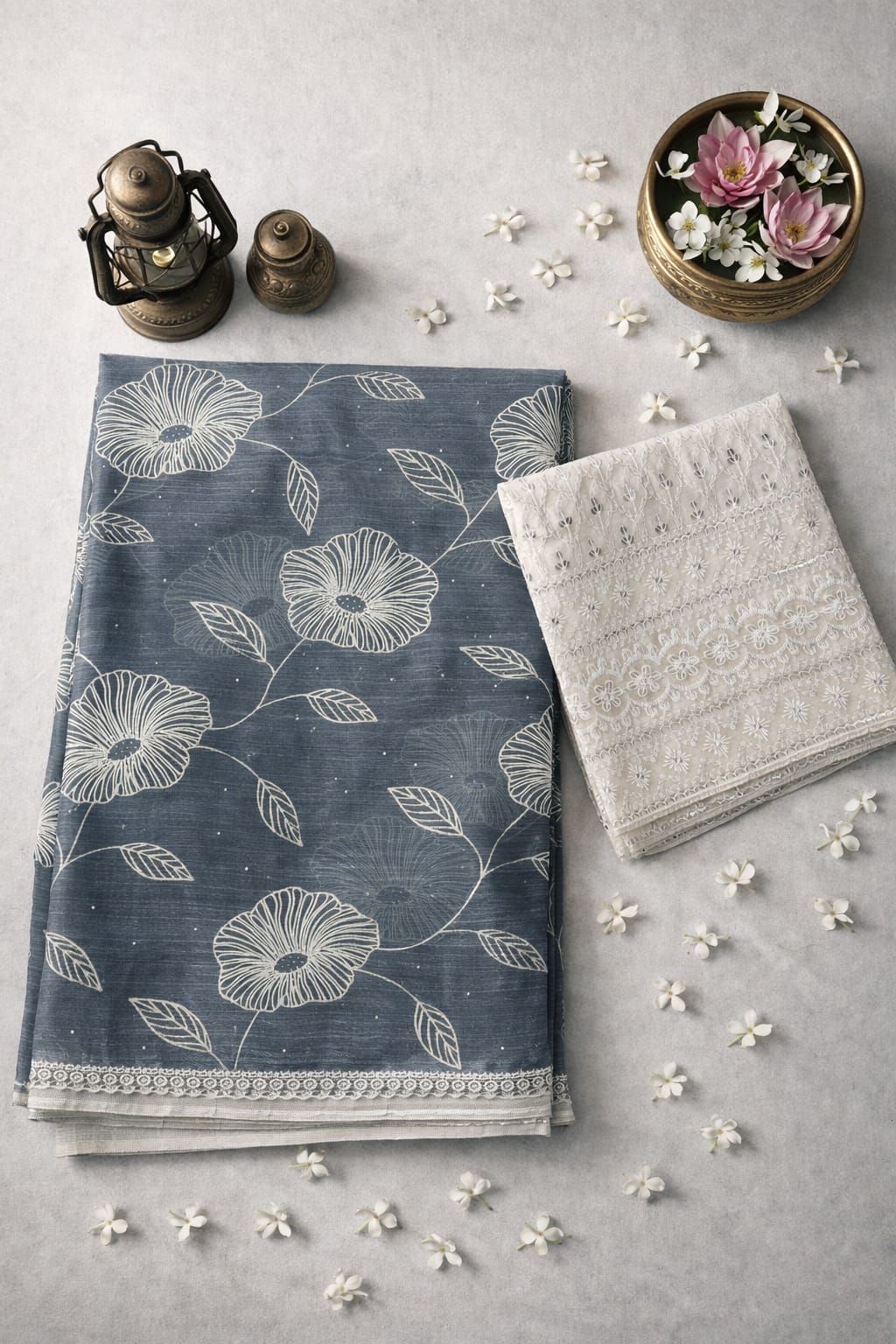 Pastel Grey Chiffon Saree