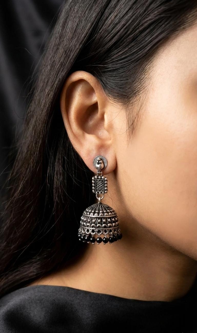 Traditional Oxidized Jhumka Earrings
