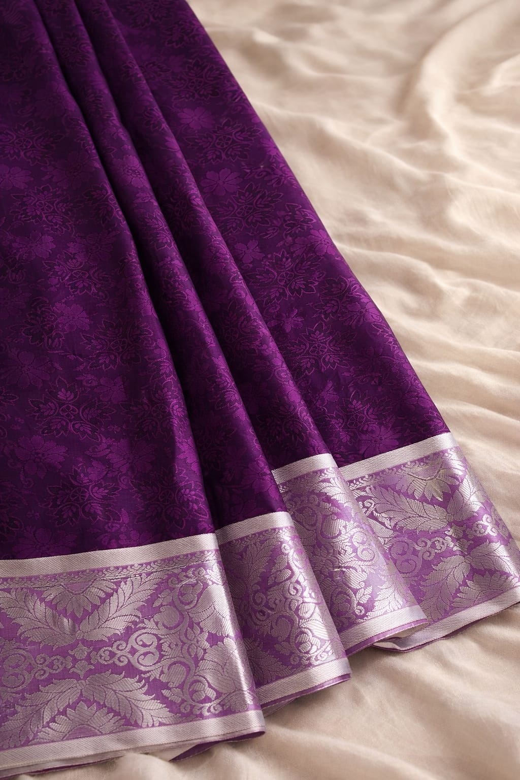 Purple Brocade Silk Saree
