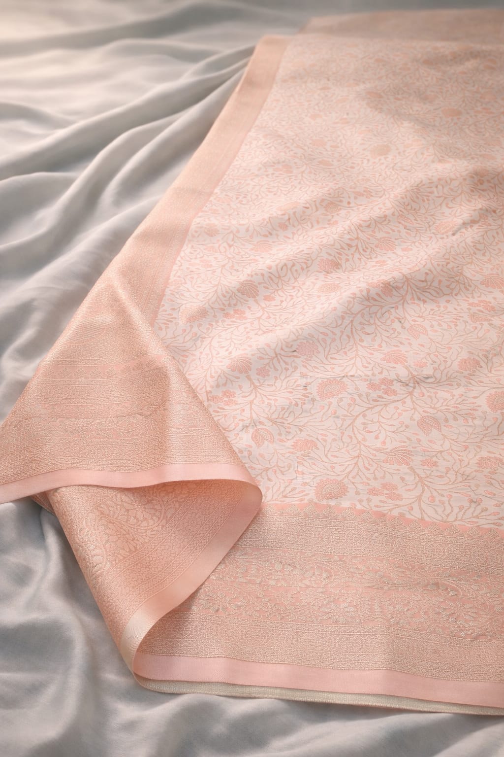 Banasari Peach Silk Saree