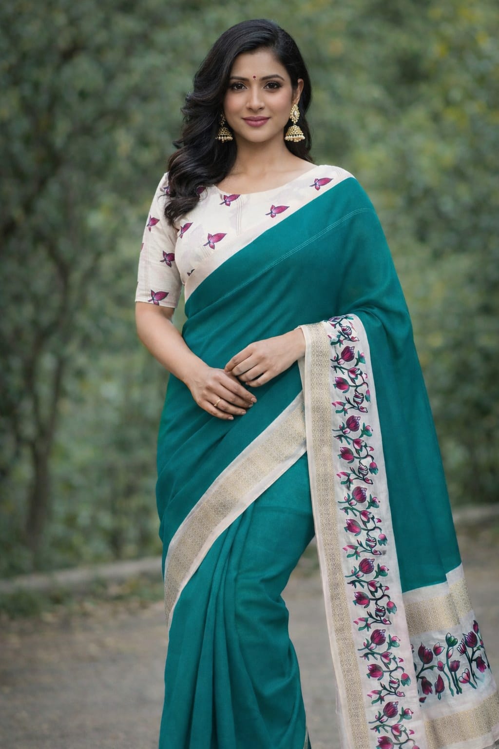 Soft Teal MARSH MELON sarees 