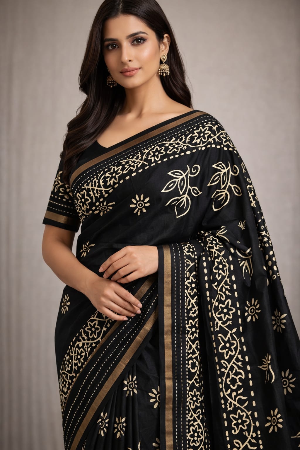 Binny crepe Black Printed Saree