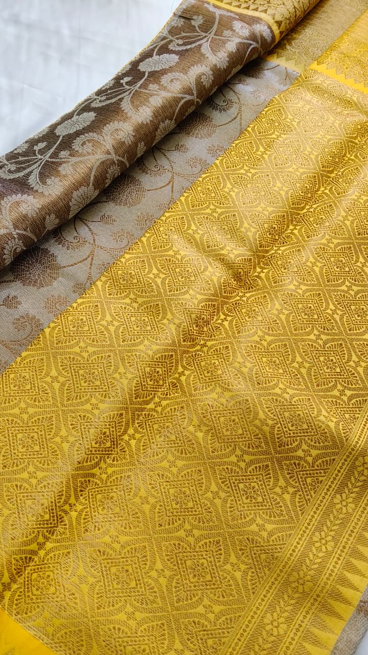 Traditional Yellow Tissue Silk Saree