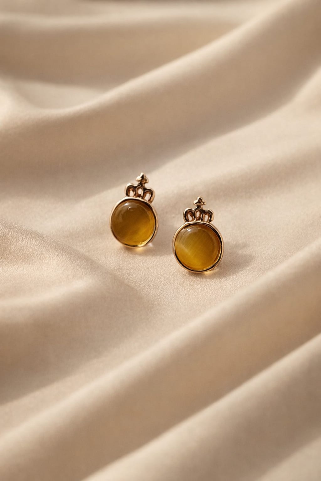 Amber Gold Stud Earrings