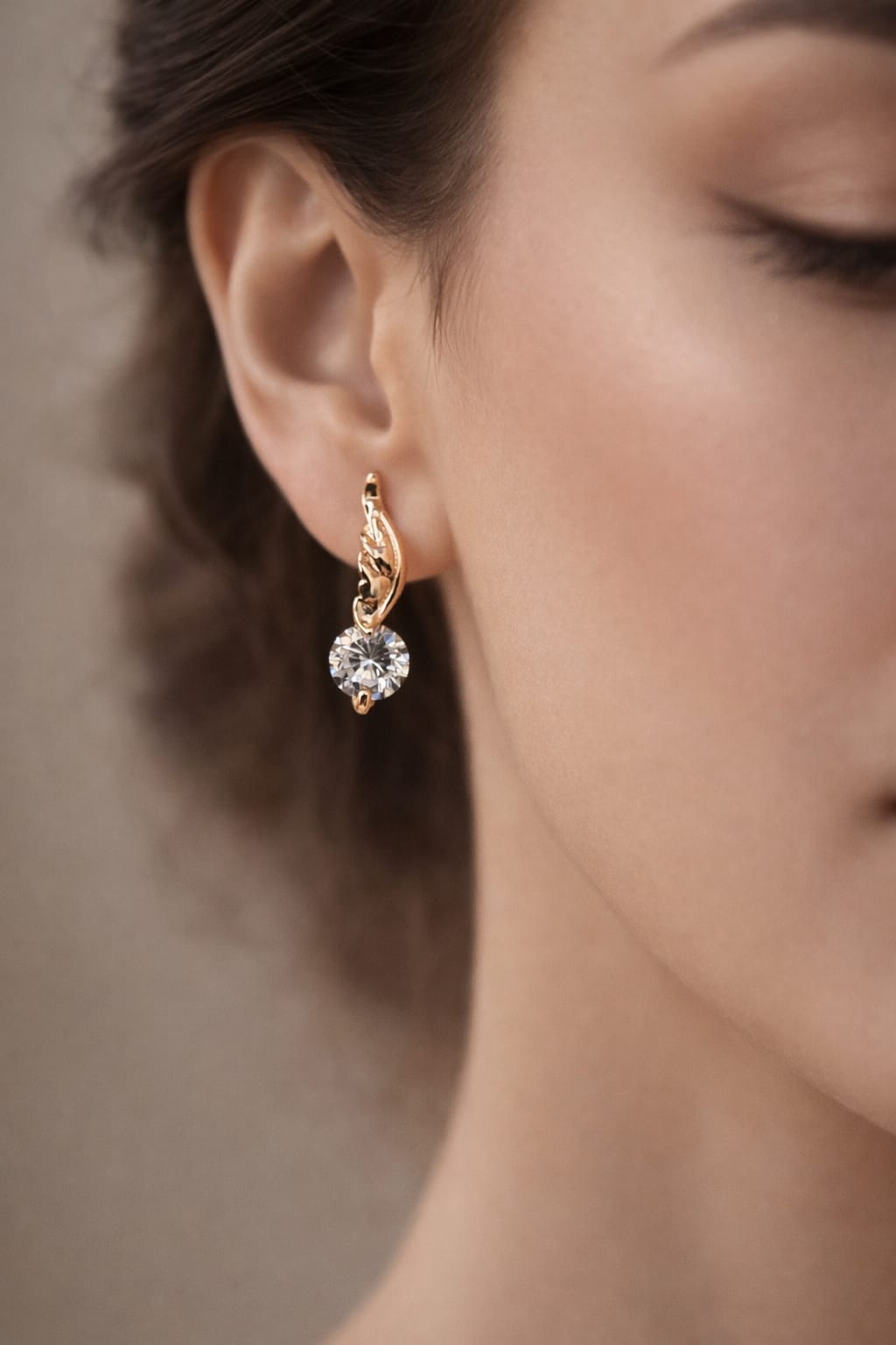 Rose gold and crystal drop Stud