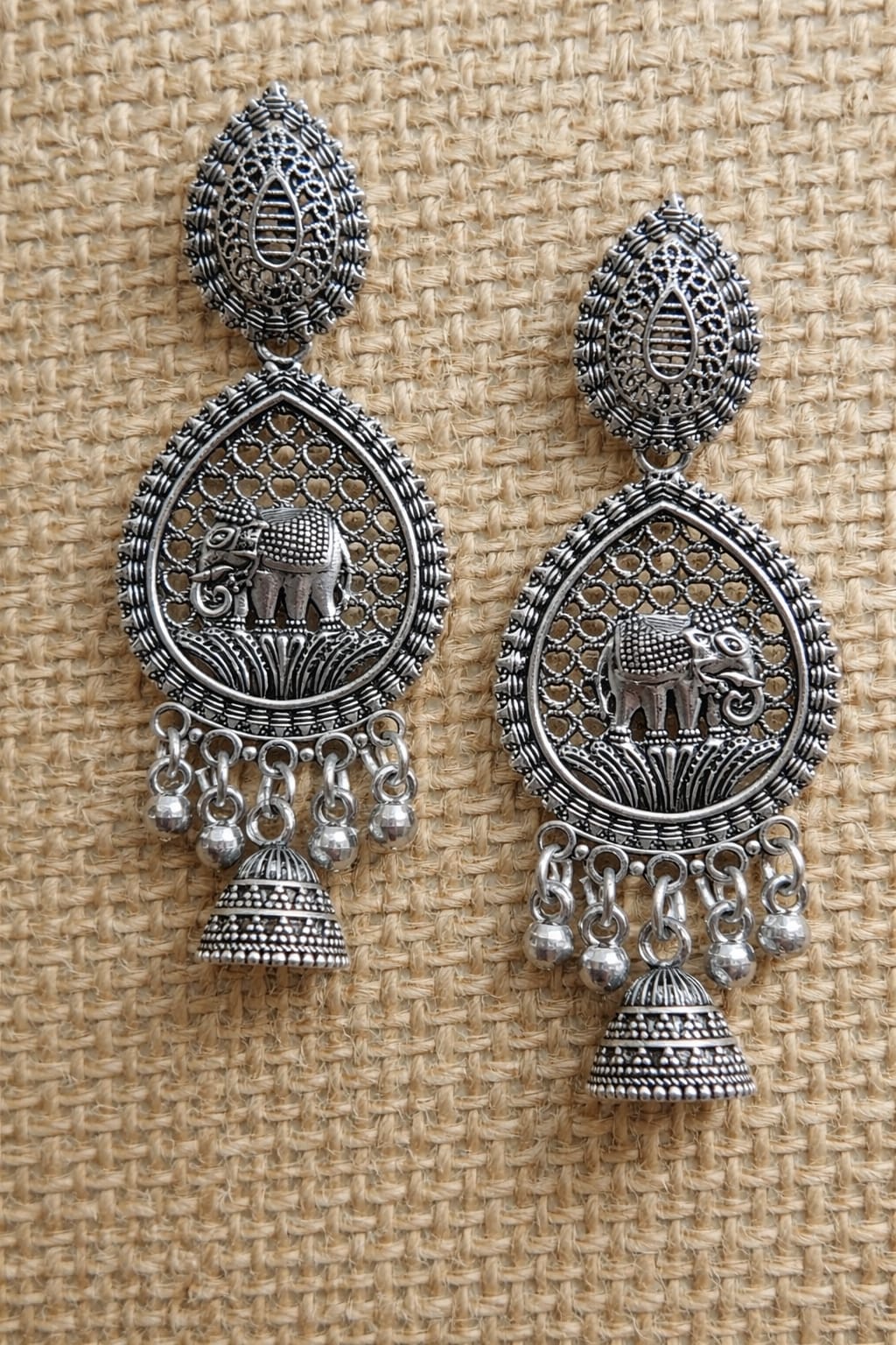 Antique Silver Jhumka Earrings