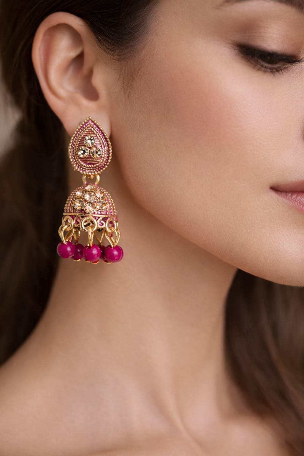 Traditional gold plated jhumka earring