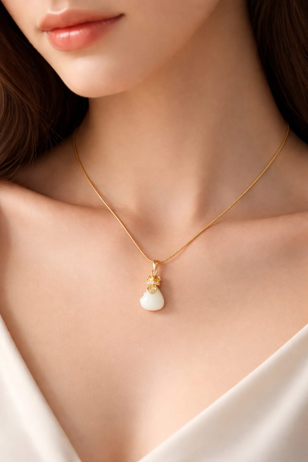 Gold Pearl Pendant Necklace