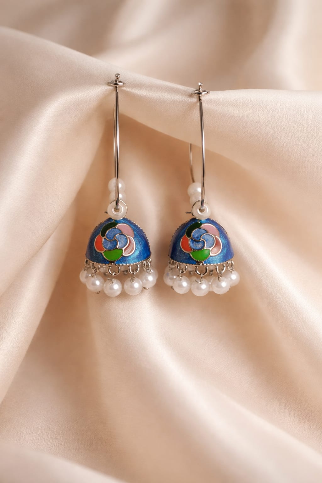 Blue Enamel Jhumka Earring