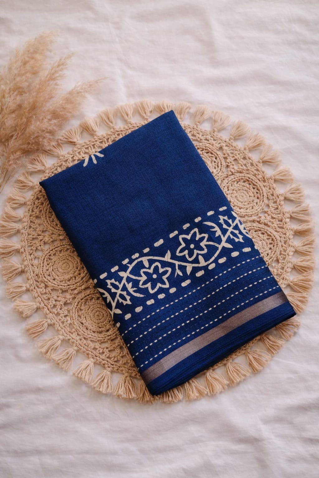  Binny crepe Blue Printed saree