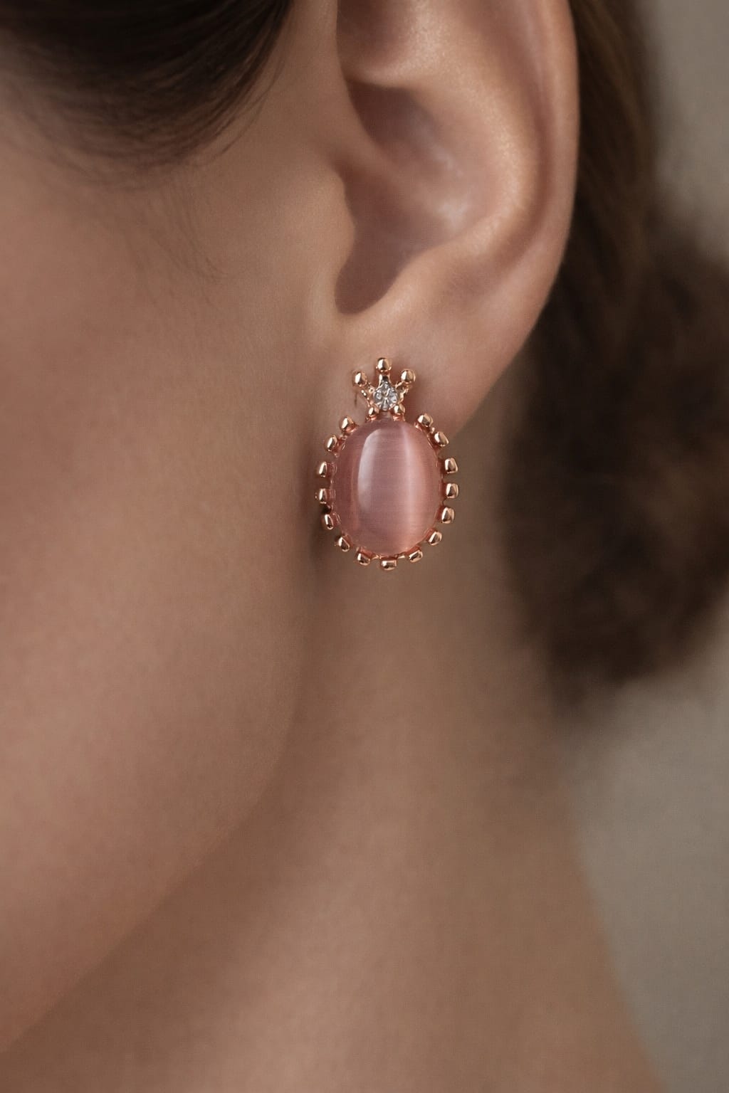 Elegant Pink Gemstone Stud Earrings