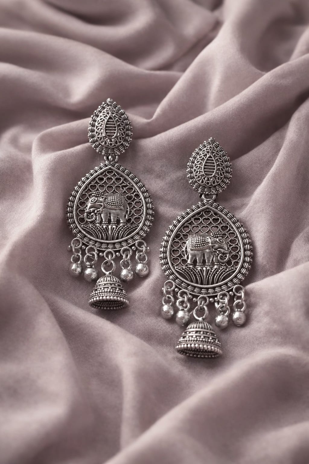 Antique Silver Jhumka Earrings