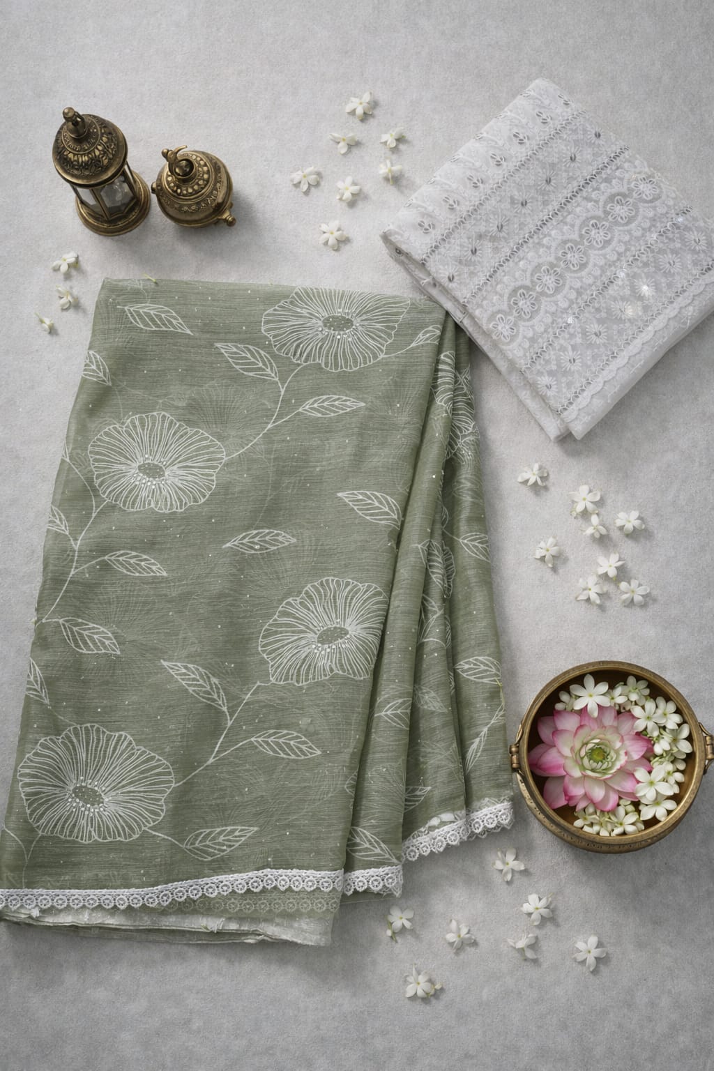 Pastel Green Chiffon Saree