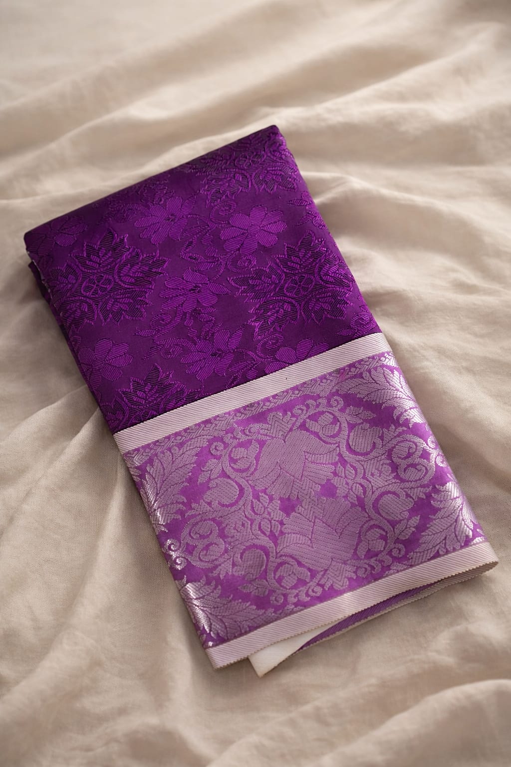 Purple Brocade Silk Saree