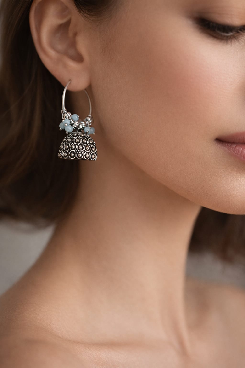 Silver Jhumka Earrings