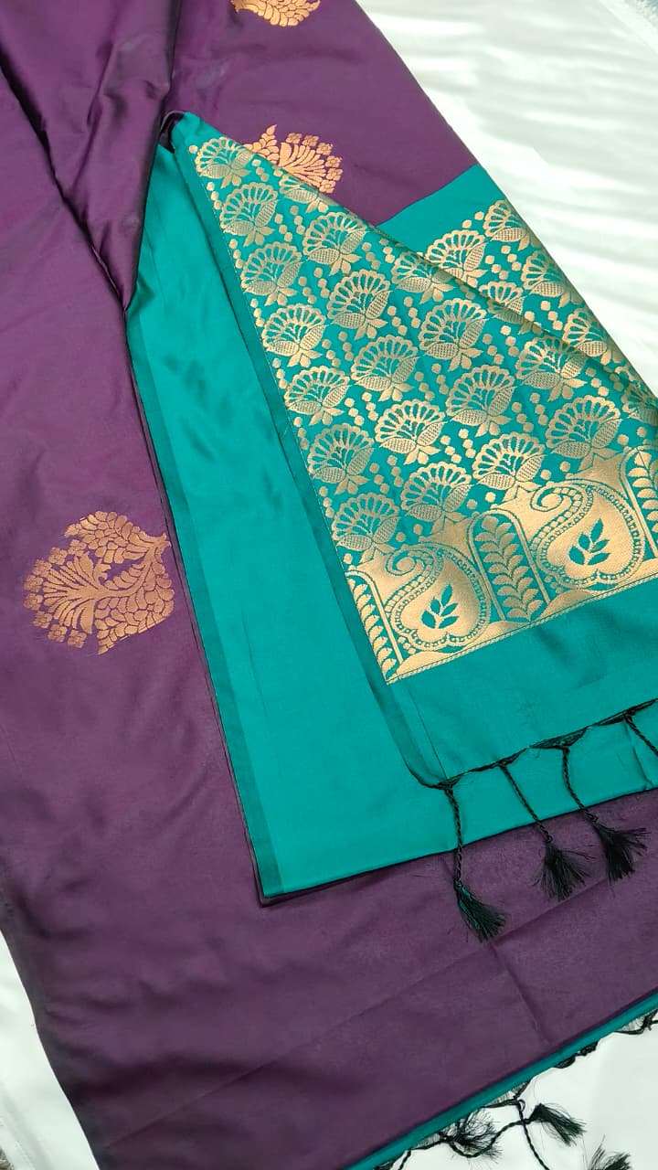 Elegant Purple Soft Silk Saree