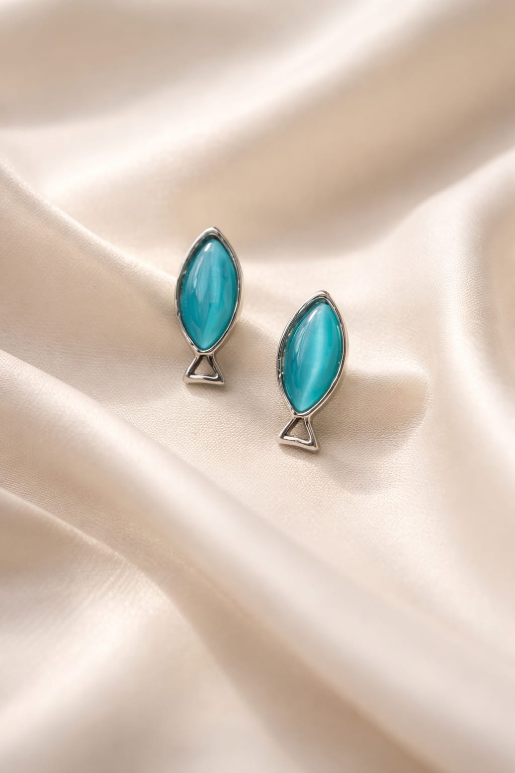 Turquoise Fish Stud Earrings