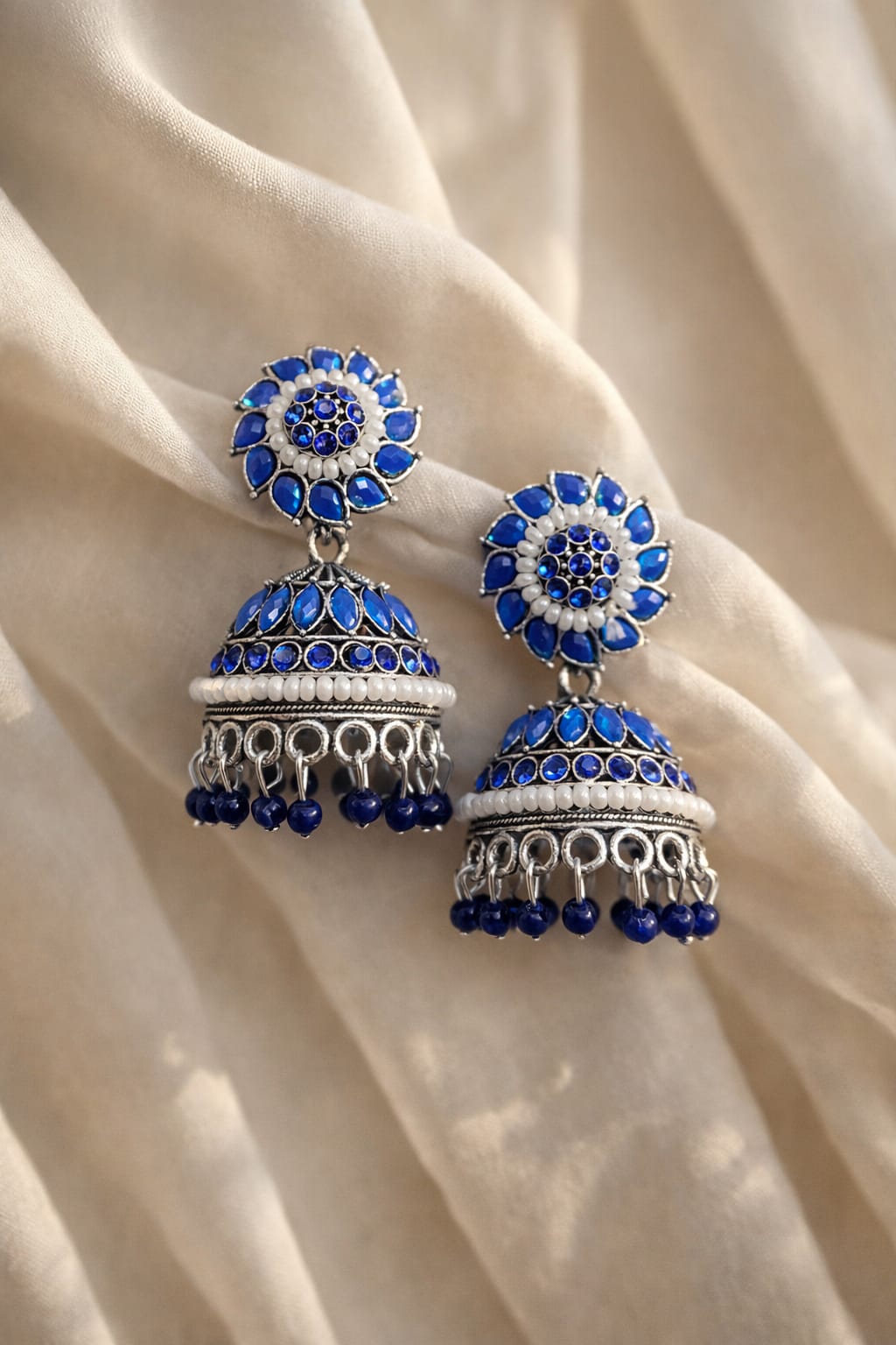 Blue Traditional Jhumka Earrings
