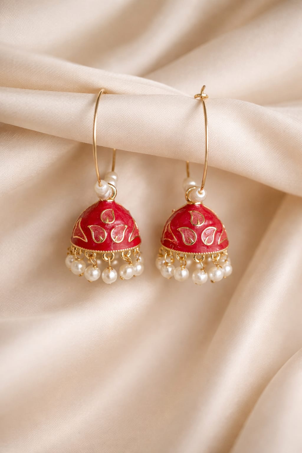 Red Enamel Jhumka Earring