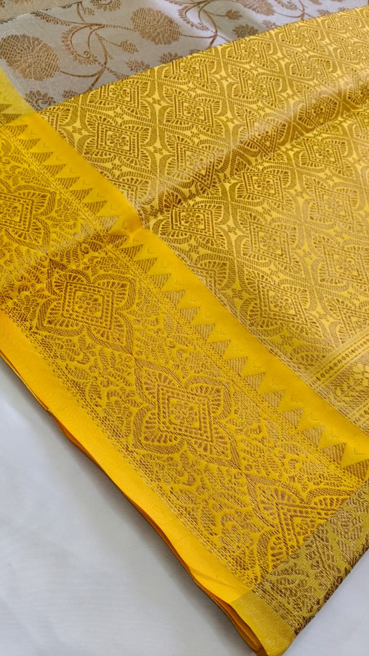 Traditional Yellow Tissue Silk Saree