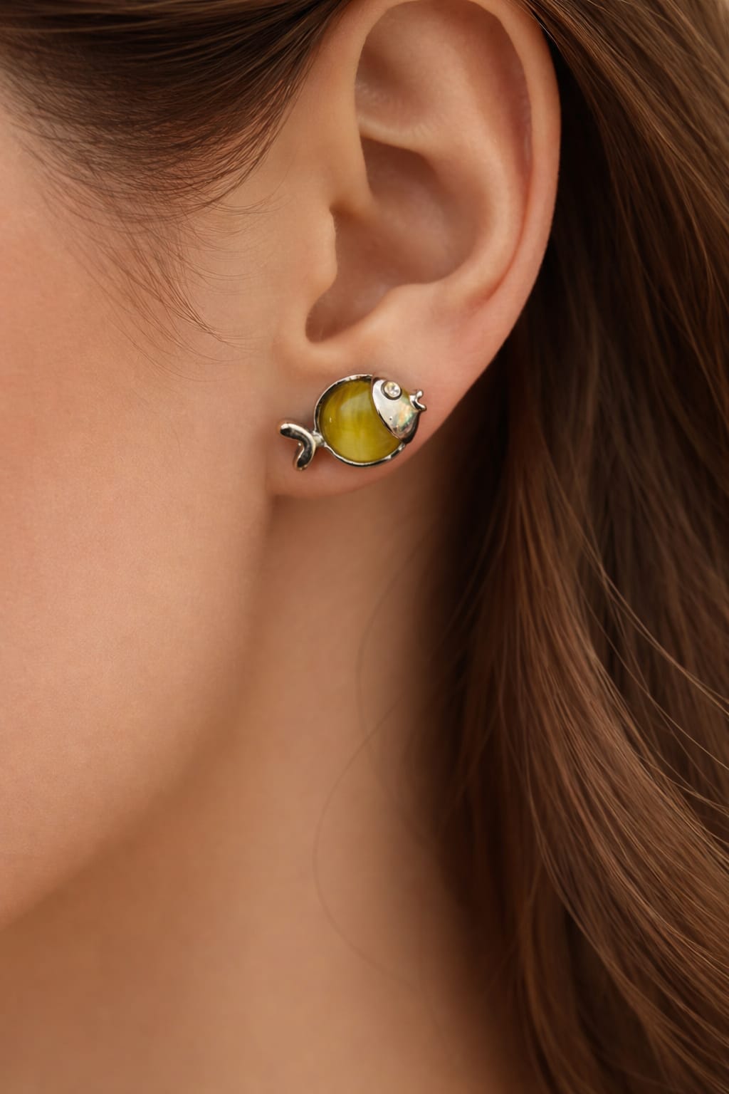 Fish-Shaped Stud Earring