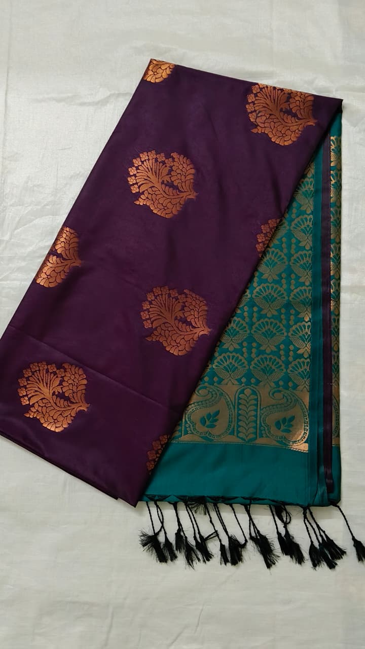 Elegant Purple Soft Silk Saree