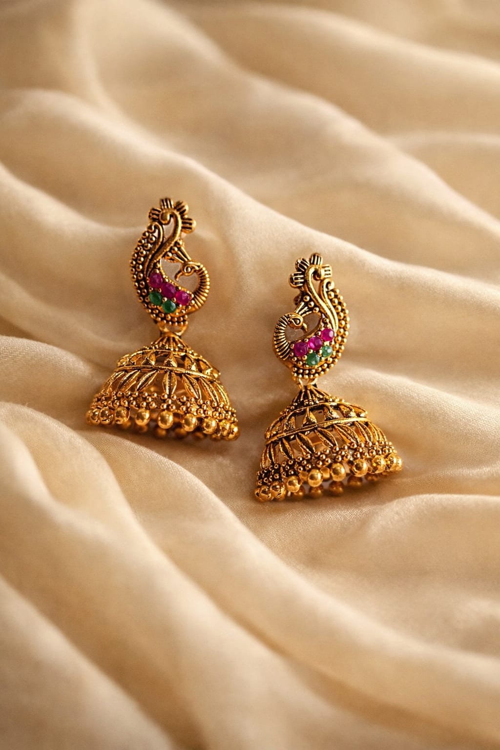 Traditional Peacock Jhumka Earrings