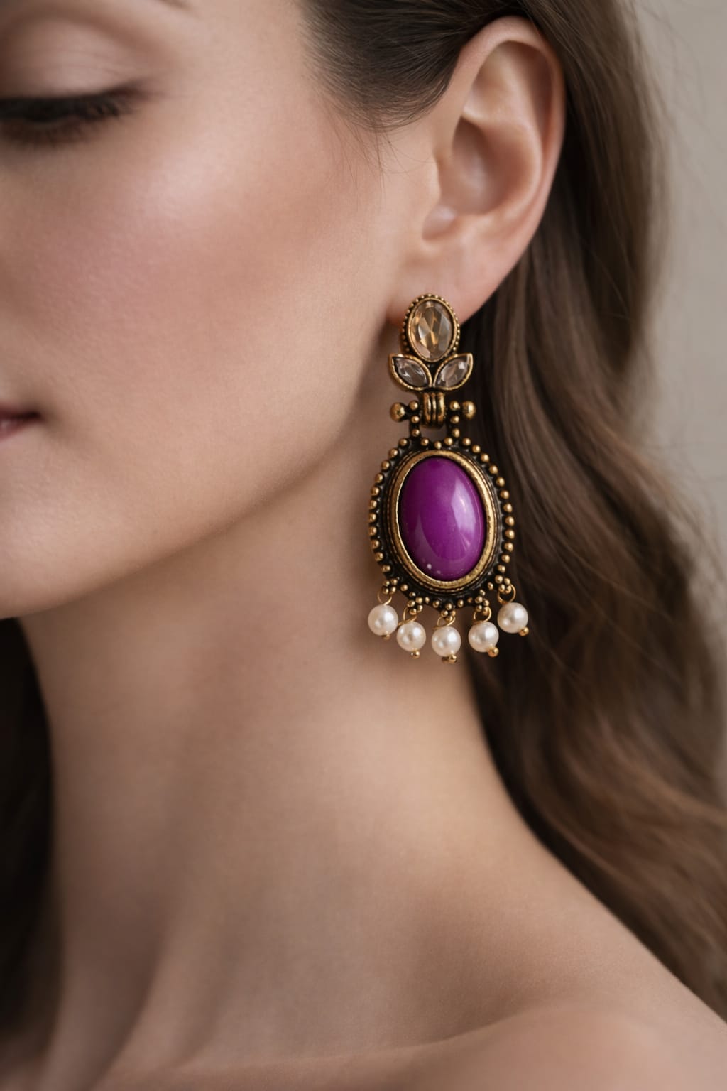 Vintage Purple Stone Earrings