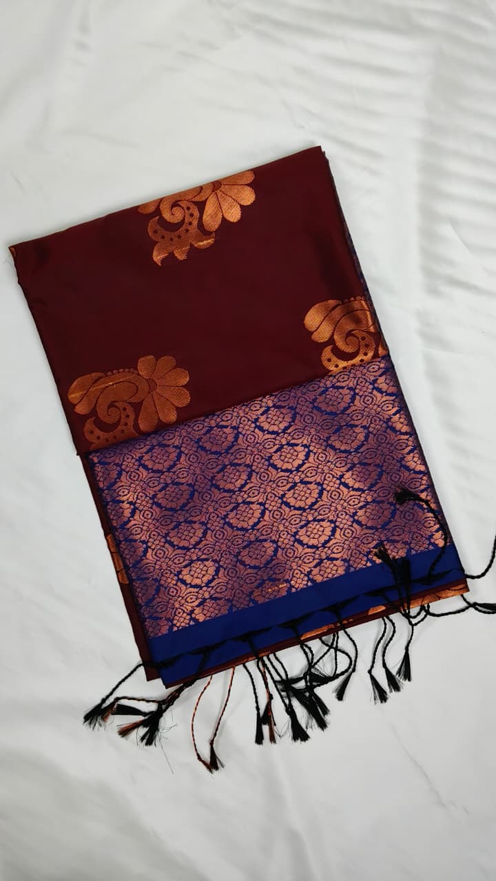 Traditional Maroon Soft Silk Saree