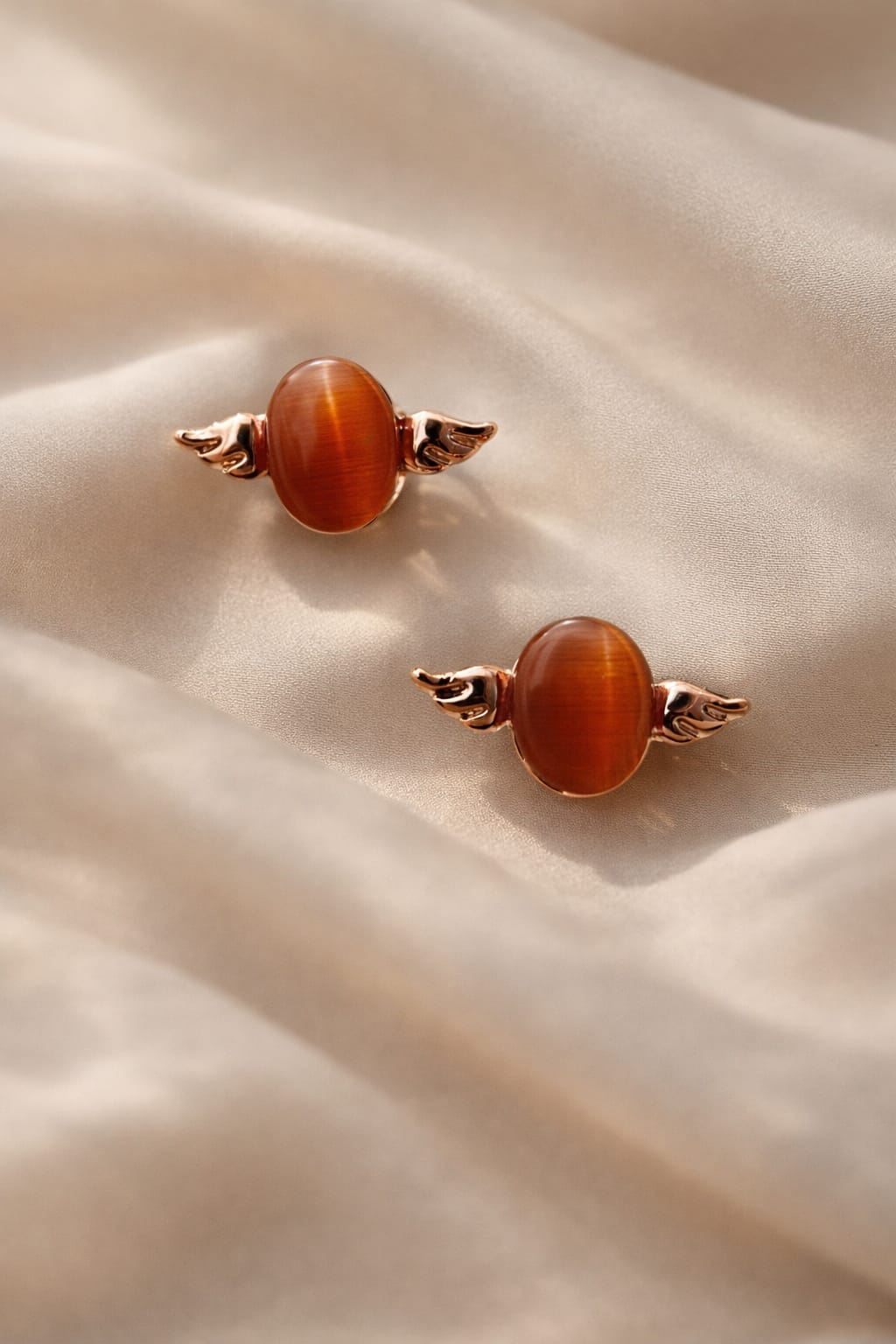 Amber Stone Stud Earrings