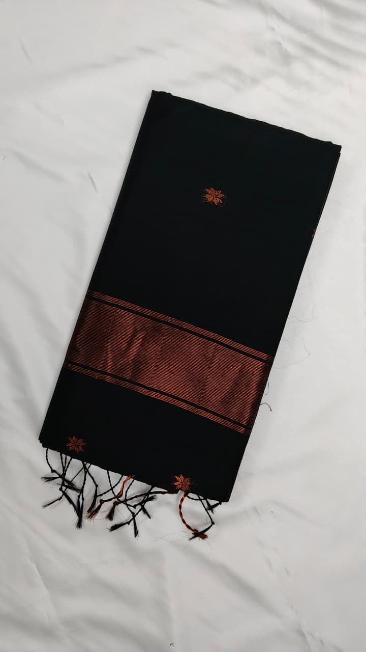 Traditional Black Cotton  Saree