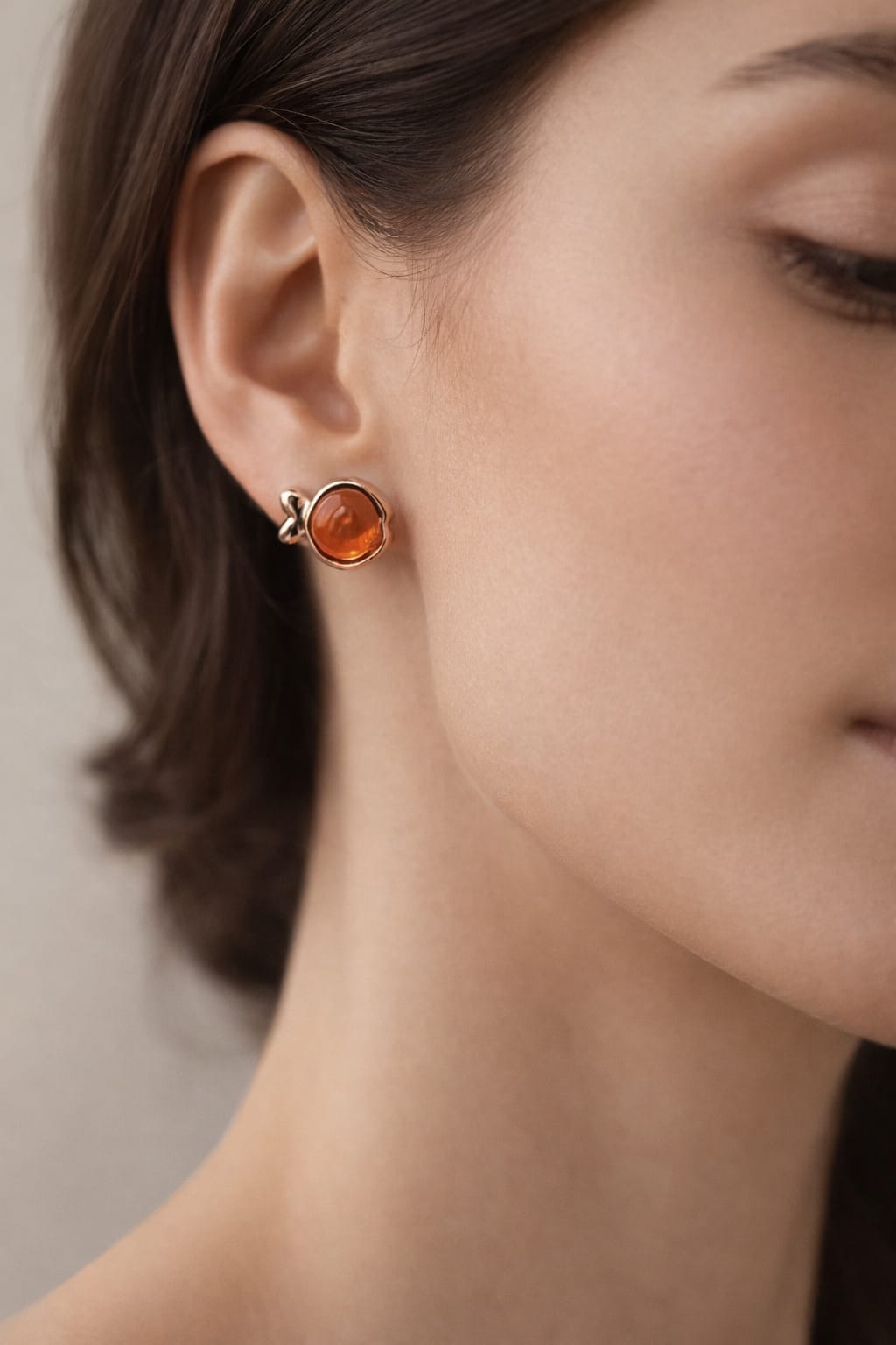 Amber gemstone stud earrings