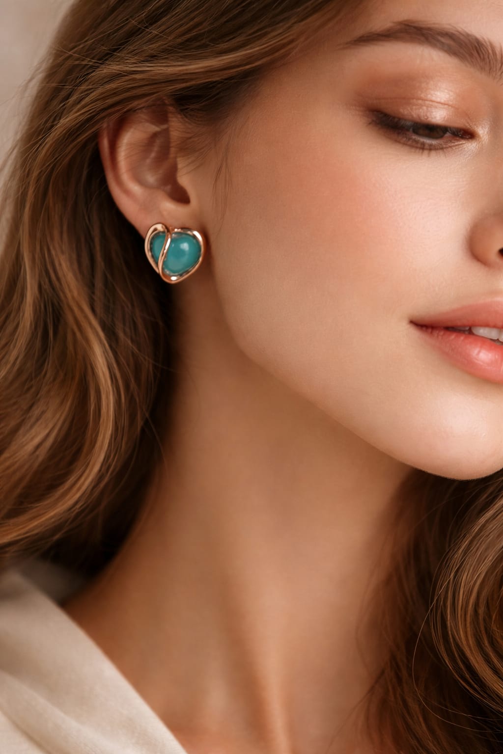 Turquoise Heart-Shaped Stud