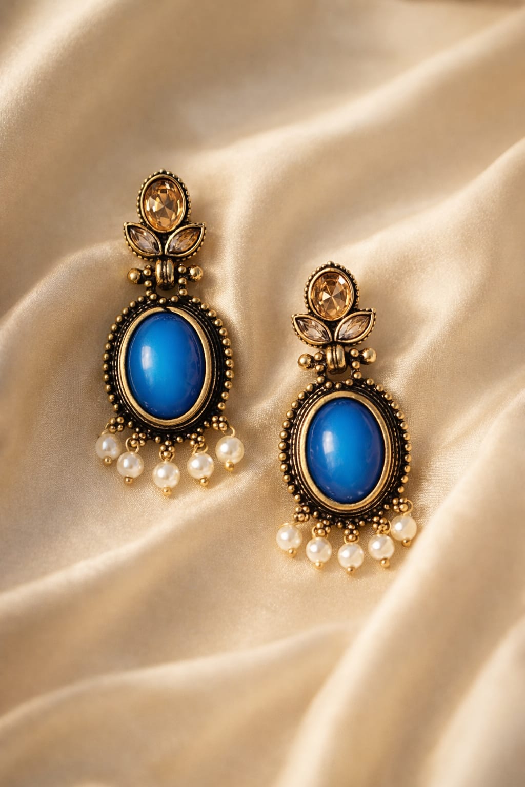 Vintage Blue Stone Dangle Earrings
