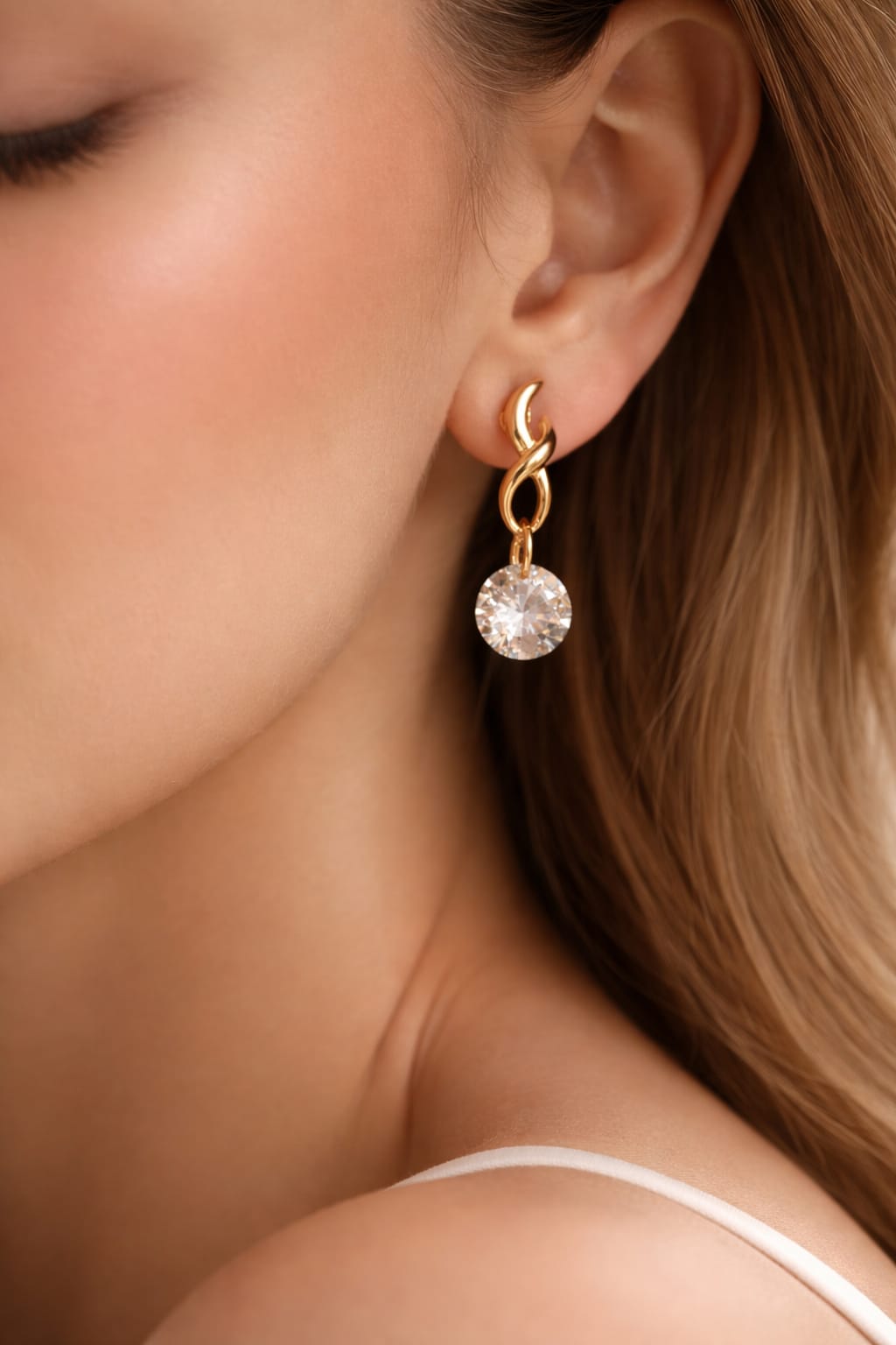 Elegant Rose  Gold Drop Stud