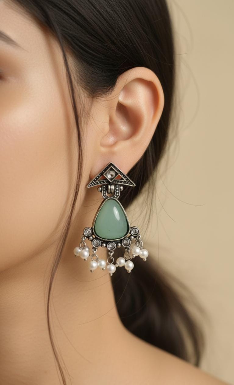 Elegant Green Pendant Earrings