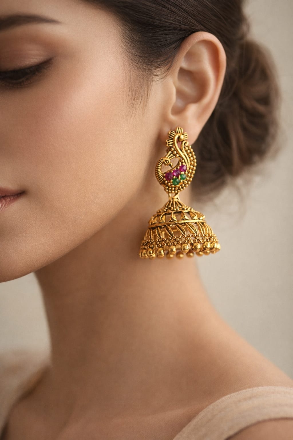 Traditional Peacock Jhumka Earrings