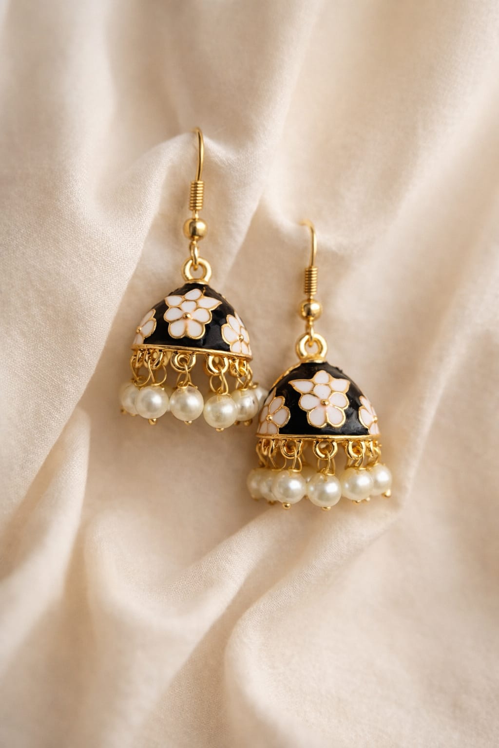 Floral Enamel Jhumka Earring