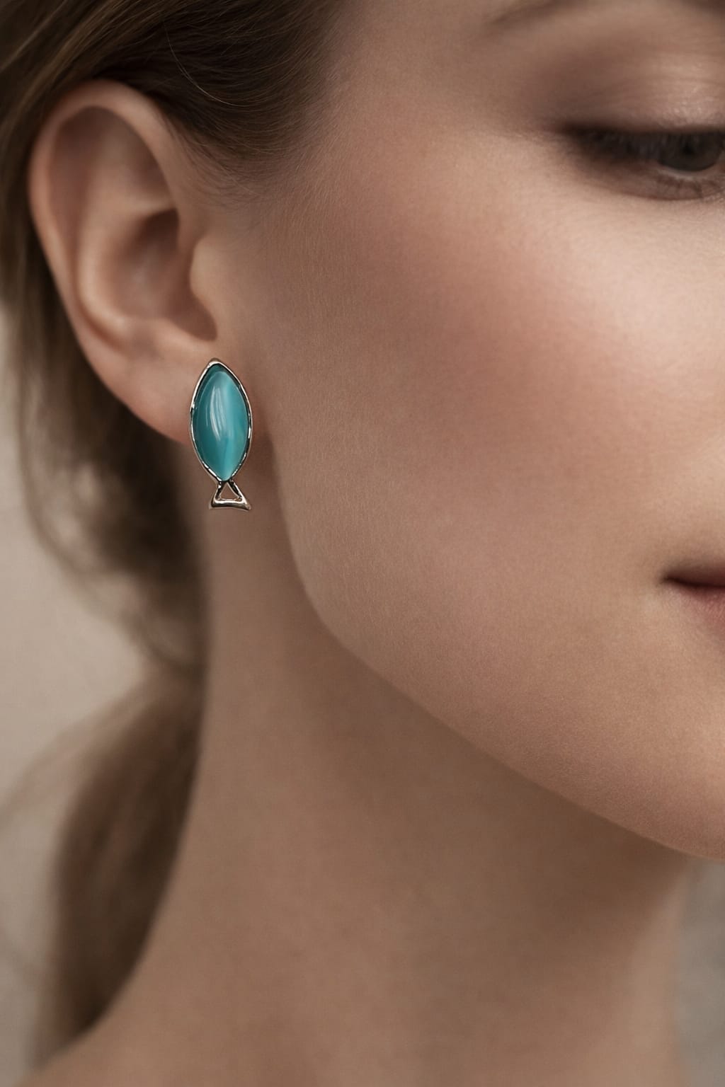 Turquoise Fish Stud Earrings